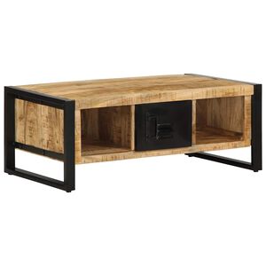 vidaXL Table basse 90x50x36 cm bois de manguier massif brut