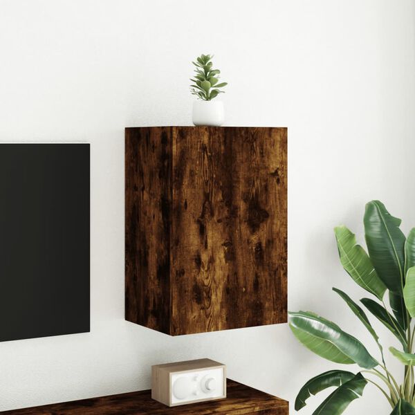 vidaXL Meuble TV mural ch&ecirc;ne fum&eacute; 40,5x30x60 cm bois d'ing&eacute;nierie