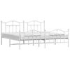 vidaXL Cadre de lit m&eacute;tal sans matelas et pied de lit blanc 200x200 cm