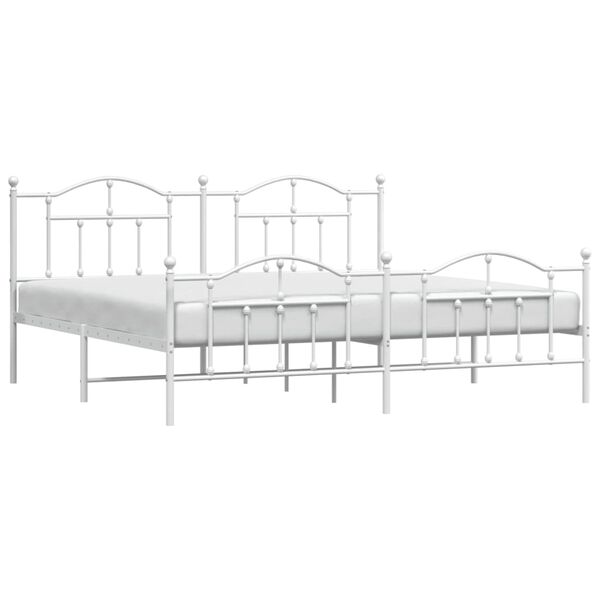 vidaXL Cadre de lit m&eacute;tal sans matelas et pied de lit blanc 200x200 cm