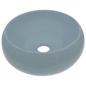vidaXL Lavabo rond de luxe Bleu clair mat 40x15 cm C&eacute;ramique