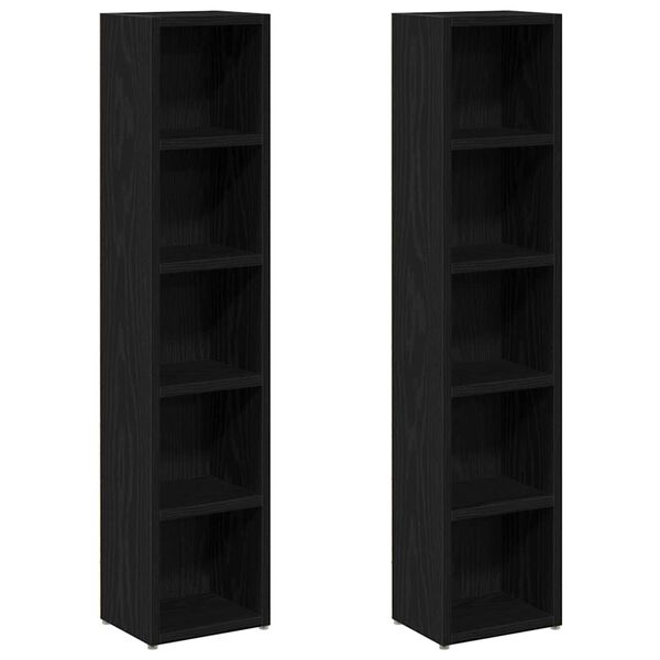 vidaXL Armoires &agrave; CD 2 pcs ch&ecirc;ne noir 21x16x93,5 cm bois d'ing&eacute;nierie