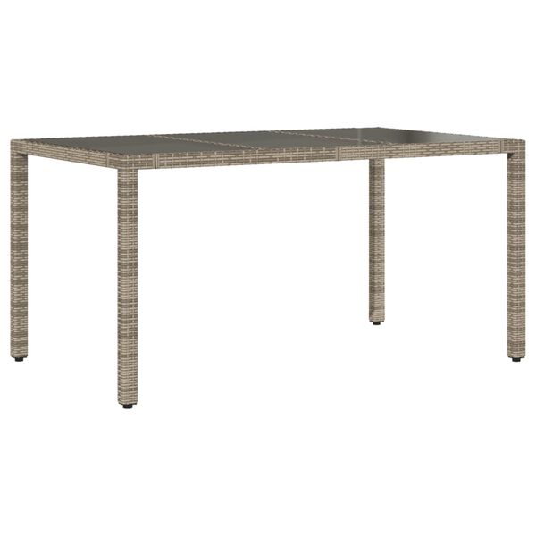 vidaXL Table de jardin dessus en verre Gris 150x90x75cm R&eacute;sine tress&eacute;e