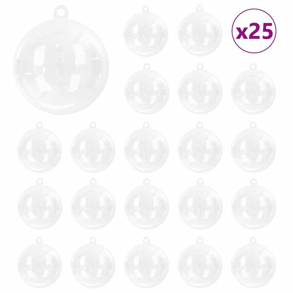 vidaXL Ensemble de Boules de Noël 25 pcs Transparent Ø 10 cm