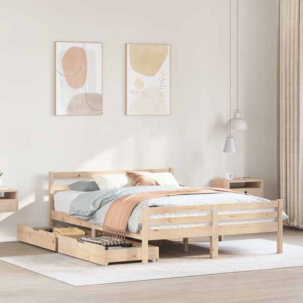 vidaXL Cadre de lit sans matelas 135x190 cm bois de pin massif