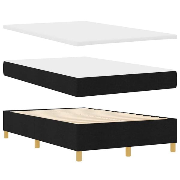 vidaXL Lit &agrave; ressorts avec matelas Noir 120 x 200 cm tissu