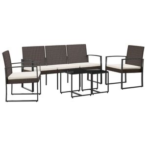 vidaXL Ensemble &agrave; manger de jardin avec coussins 5 pcs marron rotin PP