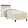 vidaXL Lit &agrave; ressorts avec matelas avec LED Cr&egrave;me 80 x 200 cm tissu