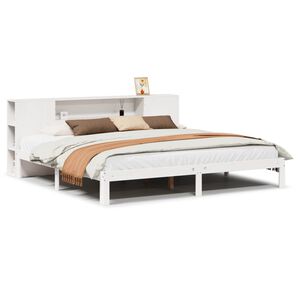 vidaXL Lit biblioth&egrave;que sans matelas blanc 200x200 cm bois pin massif