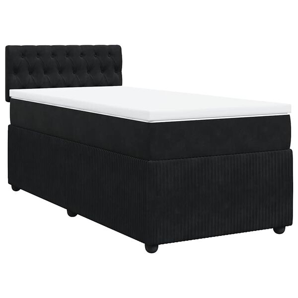 vidaXL Sommier &agrave; lattes de lit avec matelas Noir 90x190 cm Velours