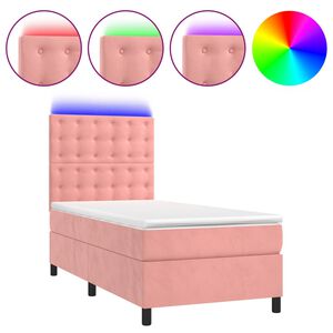 vidaXL Sommier &agrave; lattes de lit matelas et LED Rose 90x190 cm Velours
