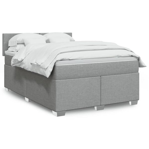vidaXL Sommier &agrave; lattes de lit avec matelas Gris clair 160x200cm Tissu