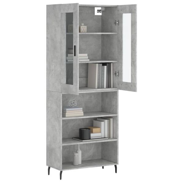 vidaXL Buffet haut Gris b&eacute;ton 69,5x34x180 cm Bois d'ing&eacute;nierie