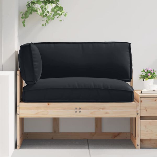 vidaXL Set de coussins de palette 3 pcs Noir Tissu Oxford