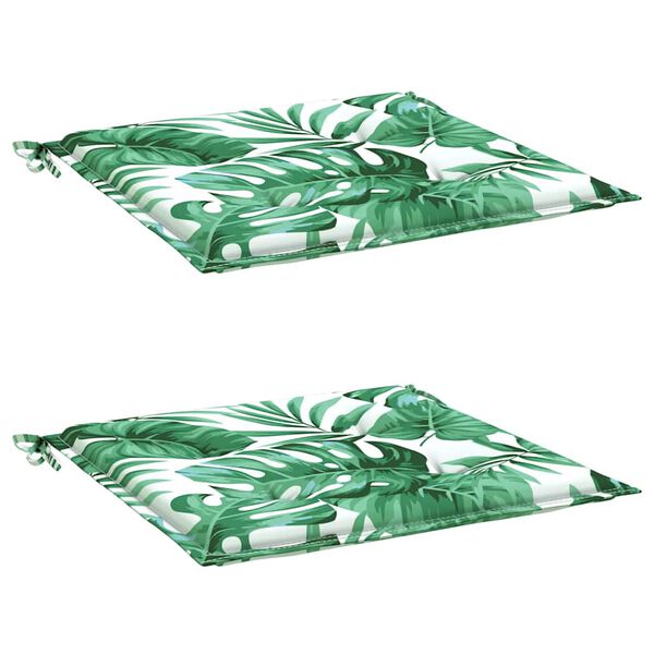 vidaXL Coussins de chaise lot de 2 motif de feuilles 50x50x4 cm tissu