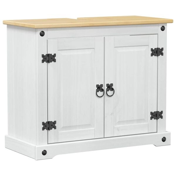 vidaXL Armoire d'&eacute;vier avec &eacute;tag&egrave;re Blanc 73 x 33 x 60 cm Pin massif