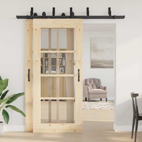 vidaXL Kit de quincaillerie de porte coulissante 200 cm Acier Noir