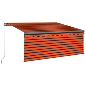 vidaXL Auvent r&eacute;tractable manuel store et LED 3x2,5 m Orange et marron