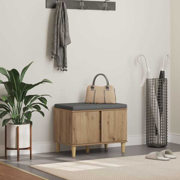 vidaXL Banc d'entr&eacute;e avec coussin Ch&ecirc;ne artisanal 60 x 38 x 46 cm