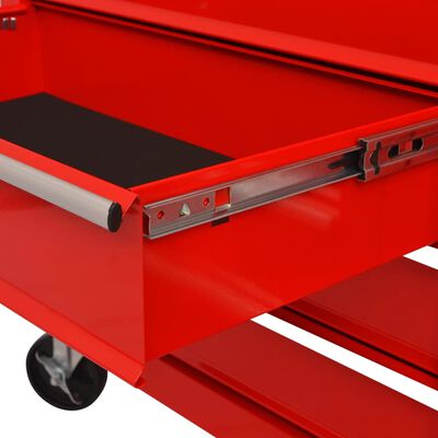 vidaXL Chariot à outils pour atelier 14 tiroirs Taille XXL Acier Rouge