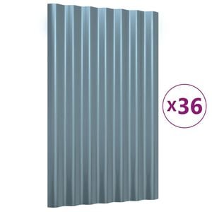 vidaXL Panneaux de toit 36 pcs Acier galvanis&eacute; Gris 60x36 cm