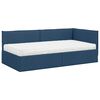 vidaXL Cadre de lit d'angle avec matelas 2 pcs Bleu Velours