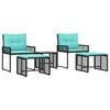 vidaXL Ensemble de meubles d'ext&eacute;rieur 5 pc Noir et turquoise