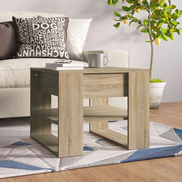 vidaXL Table basse ch&ecirc;ne sonoma 55,5x55x45 cm bois d'ing&eacute;nierie