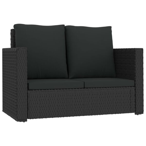 vidaXL Salon de jardin 2 pcs avec coussins R&eacute;sine tress&eacute;e Noir