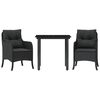 vidaXL Ensemble &agrave; manger de jardin avec coussins 3 pcs Noir