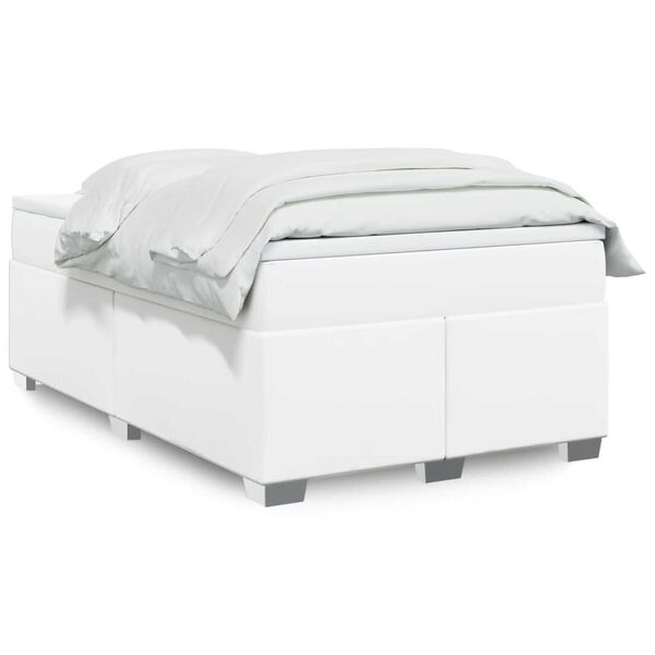 vidaXL Sommier &agrave; lattes de lit avec matelas blanc 120x190cm similicuir