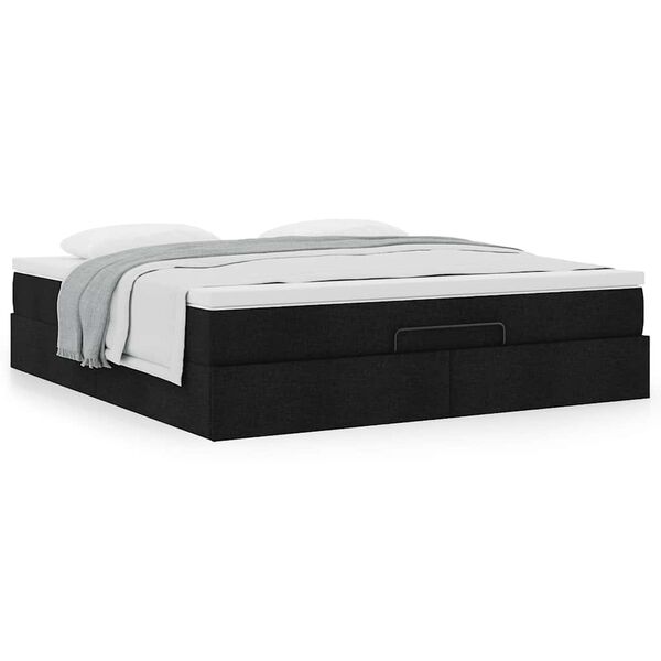 VidaXL Cadre de lit ottoman avec matelas noir 180x200 cm tissu