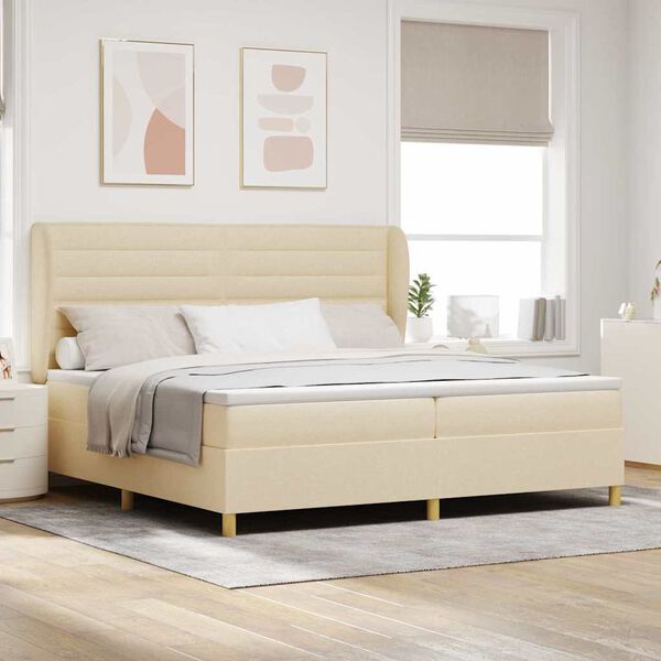 vidaXL Lit &agrave; ressorts avec matelas gris fonc&eacute; 90x190 cm Cr&egrave;me tissu