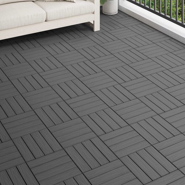 vidaXL Carreau de terrasse Design 3D 11 pcs Noir 30 x 30 cm WPC