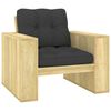 vidaXL Chaise de jardin avec coussins anthracite Bois de pin impr&eacute;gn&eacute;