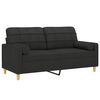 vidaXL Canap&eacute; 2 places avec oreillers d&eacute;coratifs noir 140 cm tissu