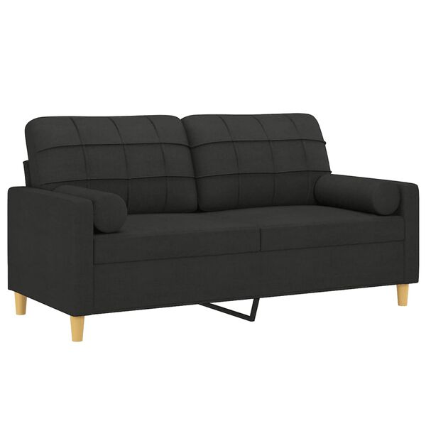 vidaXL Canap&eacute; 2 places avec oreillers d&eacute;coratifs noir 140 cm tissu