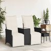 vidaXL Canapé de jardin inclinable 2 places avec table noir poly rotin