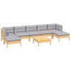 vidaXL Salon de jardin 8 pcs avec coussins gris Bois de pin