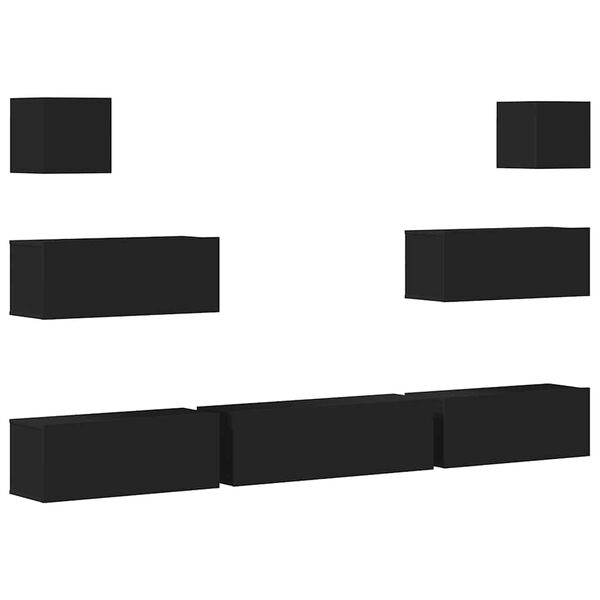 vidaXL Ensemble de meubles TV 7 pcs Noir Bois d'ing&eacute;nierie