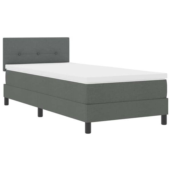 vidaXL Lit &agrave; ressorts avec matelas Gris fonc&eacute; 80 x 200 cm tissu