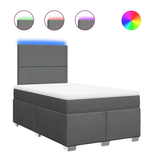 vidaXL Sommier &agrave; lattes de lit avec matelas gris fonc&eacute; 120x190cm tissu