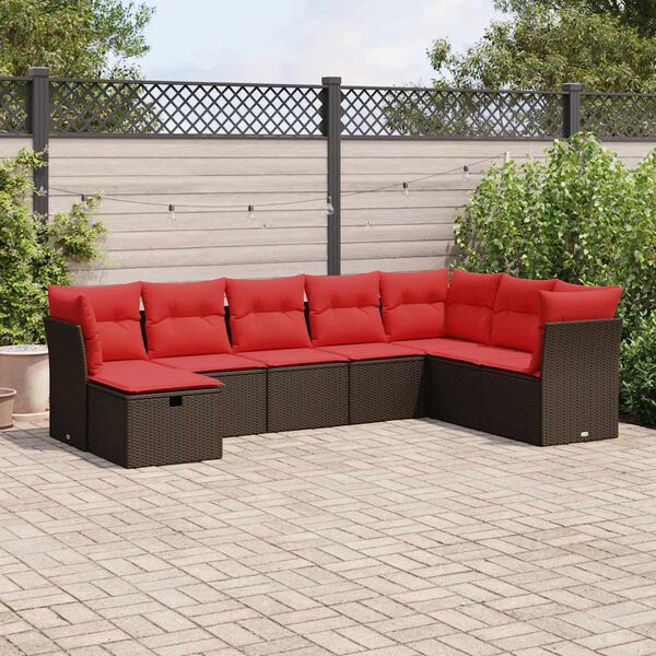 vidaXL Salon de jardin 8 pcs avec coussins marron r&eacute;sine tress&eacute;e