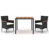 vidaXL Ensemble &agrave; manger de jardin avec coussins 3 pcs Noir