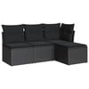 vidaXL Salon de jardin 4 pcs avec coussins noir r&eacute;sine tress&eacute;e