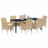 vidaXL Ensemble de salle &agrave; manger pour jardin 7 pcs Beige polyrotin