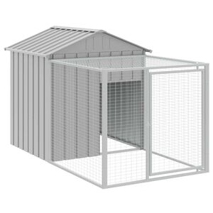 vidaXL Cage &agrave; poulets avec enclos gris clair 117 x 201 x 123 cm acier galvanis&eacute;
