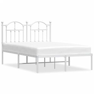 vidaXL Cadre de lit m&eacute;tal sans matelas et t&ecirc;te de lit blanc 120x200 cm