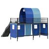 vidaXL Lit mezzanine pour enfants Noir et Bleu 74,5 x 190 cm M&eacute;tал