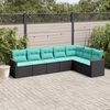 vidaXL Salon de jardin 7 pcs avec coussins noir r&eacute;sine tress&eacute;e